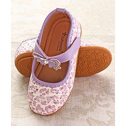 Cute Walk by Babyhug Ballerinas with Velcro Closure Heart Print & Bow Applique - Mint