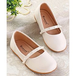 Cute Walk by Babyhug Slip On Ballerina with Pearl Detailing - Beige