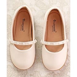 Cute Walk by Babyhug Slip On Ballerina with Pearl Detailing - Beige