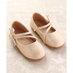 Cute Walk by Babyhug Ballerinas With Velcro Closure & Bow Applique - Beige