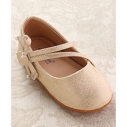 Cute Walk by Babyhug Ballerinas With Velcro Closure & Bow Applique - Beige