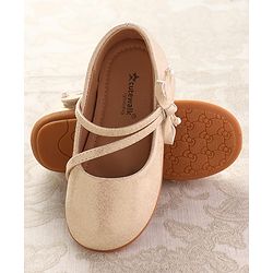 Cute Walk by Babyhug Ballerinas With Velcro Closure & Bow Applique - Beige