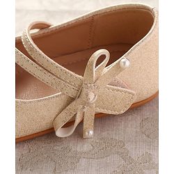 Cute Walk by Babyhug Ballerinas With Velcro Closure & Bow Applique - Beige