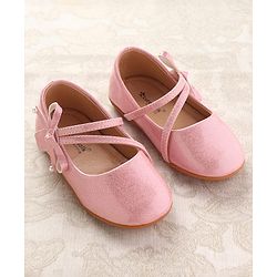 Cute Walk by Babyhug Ballerinas With Velcro Closure & Bow Applique - Beige
