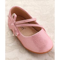 Cute Walk by Babyhug Ballerinas With Velcro Closure & Bow Applique - Beige