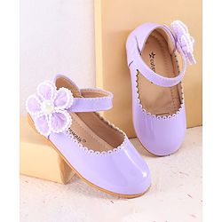 Cute Walk by Babyhug Velcro Closure Ballerina with Floral Applique - Purple
