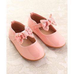 Cute Walk by Babyhug Ballerinas With Velcro Closure & Bow Applique - Pink