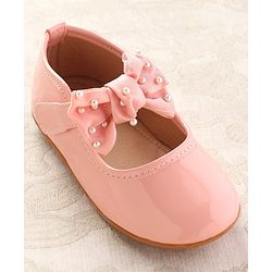 Cute Walk by Babyhug Ballerinas With Velcro Closure & Bow Applique - Pink