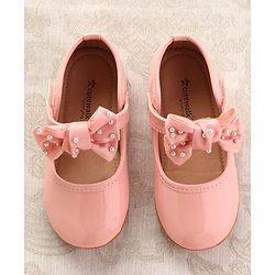 Cute Walk by Babyhug Ballerinas With Velcro Closure & Bow Applique - Pink