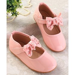 Cute Walk by Babyhug Ballerinas With Velcro Closure & Bow Applique - Pink