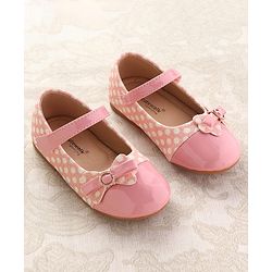 Cute Walk by Babyhug Ballerinas With Velcro Closure & Glitter Bow Applique - Pink