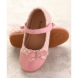 Cute Walk by Babyhug Ballerinas With Velcro Closure & Glitter Bow Applique - Pink