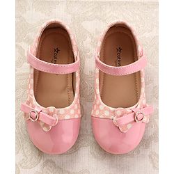 Cute Walk by Babyhug Ballerinas With Velcro Closure & Glitter Bow Applique - Pink