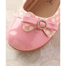 Cute Walk by Babyhug Ballerinas With Velcro Closure & Glitter Bow Applique - Pink