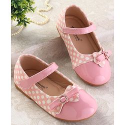 Cute Walk by Babyhug Ballerinas With Velcro Closure & Glitter Bow Applique - Pink