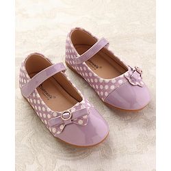 Cute Walk by Babyhug Ballerinas With Velcro Closure & Glitter Bow Applique - Pink