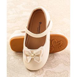 Cute Walk by Babyhug Ballerina with Velcro Closure & Bow Applique - White