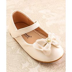 Cute Walk by Babyhug Ballerina with Velcro Closure & Bow Applique - White