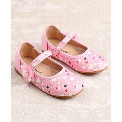 Cute Walk by Babyhug Ballerina with Velcro Closer & Hearts Print - Pink