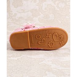 Cute Walk by Babyhug Ballerina with Velcro Closer & Hearts Print - Pink