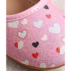 Cute Walk by Babyhug Ballerina with Velcro Closer & Hearts Print - Pink