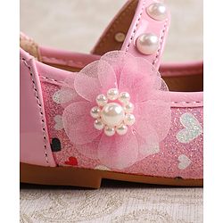 Cute Walk by Babyhug Ballerina with Velcro Closer & Hearts Print - Pink