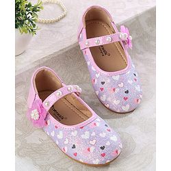 Cute Walk by Babyhug Ballerina with Velcro Closer & Hearts Print - Pink