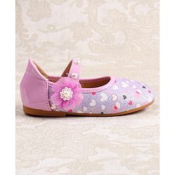 Cute Walk by Babyhug Ballerina with Velcro Closer & Hearts Print - Pink