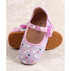 Cute Walk by Babyhug Ballerina with Velcro Closer & Hearts Print - Pink