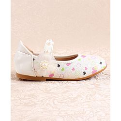 Cute Walk by Babyhug Ballerina with Velcro Closer & Hearts Print - Pink