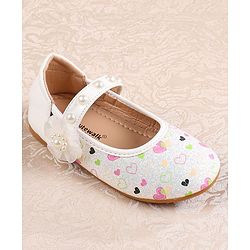 Cute Walk by Babyhug Ballerina with Velcro Closer & Hearts Print - Pink