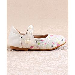 Cute Walk by Babyhug Ballerina with Velcro Closer & Hearts Print - Pink