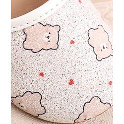 Cute Walk by Babyhug Velcro Closer Ballerina with Floral Applique & Bear Print - White