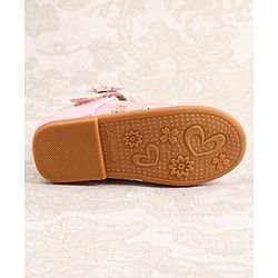 Cute Walk by Babyhug Velcro Closer Ballerina with Floral Applique & Bear Print - White