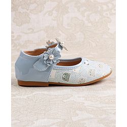 Cute Walk by Babyhug Velcro Closer Ballerina with Floral Applique & Bear Print - White