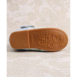 Cute Walk by Babyhug Velcro Closer Ballerina with Floral Applique & Bear Print - White