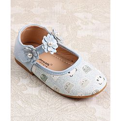 Cute Walk by Babyhug Velcro Closer Ballerina with Floral Applique & Bear Print - White