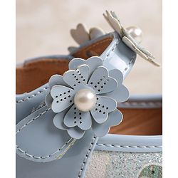 Cute Walk by Babyhug Velcro Closer Ballerina with Floral Applique & Bear Print - White