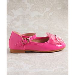 Cute Walk by Babyhug Clip Closure Ballerina with Bow Applique & Pearl Detailing - Fuchsia