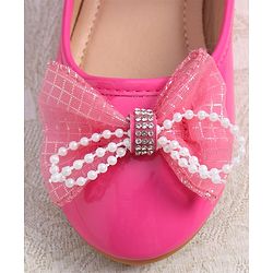 Cute Walk by Babyhug Clip Closure Ballerina with Bow Applique & Pearl Detailing - Fuchsia