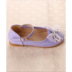 Cute Walk by Babyhug Clip Closure Ballerina with Bow Applique & Pearl Detailing - Purple
