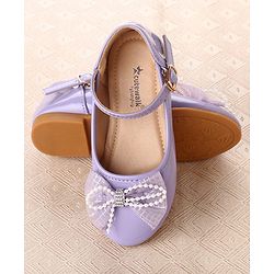 Cute Walk by Babyhug Clip Closure Ballerina with Bow Applique & Pearl Detailing - Purple