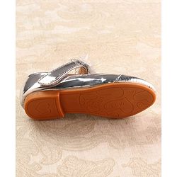 Cute Walk by Babyhug Mettalic Ballerina with Velcro Closure & Floral Applique - Silver