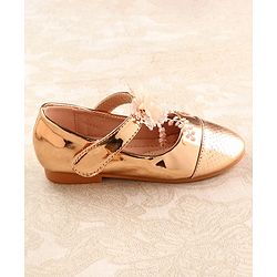 Cute Walk by Babyhug Mettalic Ballerina with Velcro Closure & Floral Applique - Silver