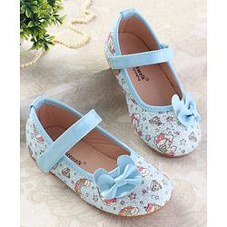Cute Walk by Babyhug Velcro Closure Ballerinas with Glitter Unicorn Print & Bow Applique - Pink