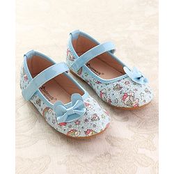 Cute Walk by Babyhug Velcro Closure Ballerinas with Glitter Unicorn Print & Bow Applique - Pink