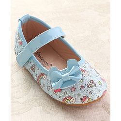 Cute Walk by Babyhug Velcro Closure Ballerinas with Glitter Unicorn Print & Bow Applique - Pink
