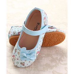 Cute Walk by Babyhug Velcro Closure Ballerinas with Glitter Unicorn Print & Bow Applique - Pink