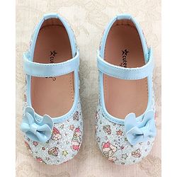 Cute Walk by Babyhug Velcro Closure Ballerinas with Glitter Unicorn Print & Bow Applique - Pink