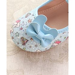 Cute Walk by Babyhug Velcro Closure Ballerinas with Glitter Unicorn Print & Bow Applique - Pink